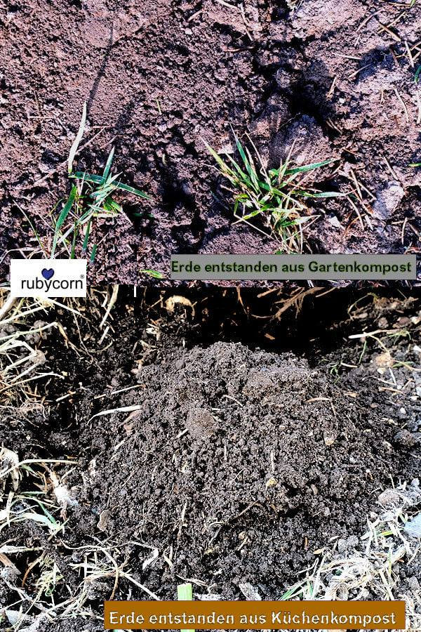 Ansichten Gartenerde entstanden aus Küchenkompost und Erde entstanden aus Gartenkompost