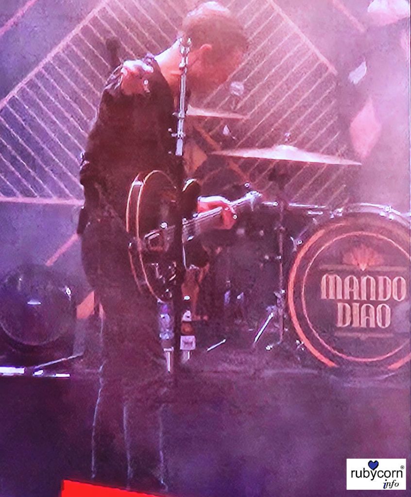 Foto von Gittarist Rock-Band Mando Diao bei Burg Open Air in Illingen Saar am 17.08.2024