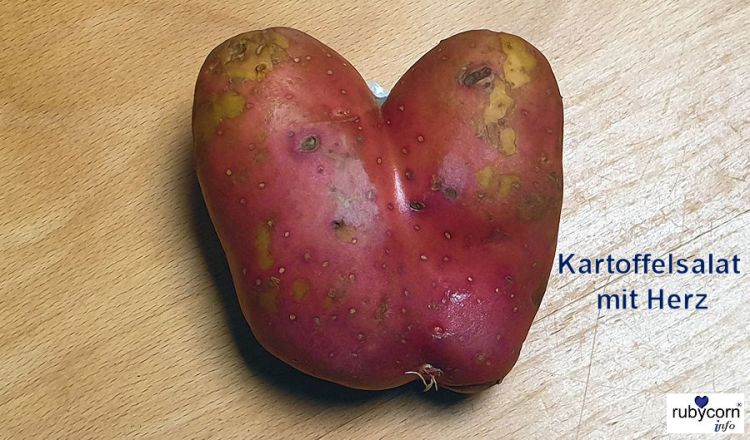 Kartoffel in Herzform mit roter Schale - rubycorn info