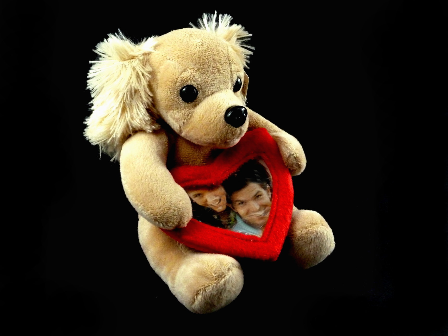 Fotorahmen Plüschhund mit Herz 